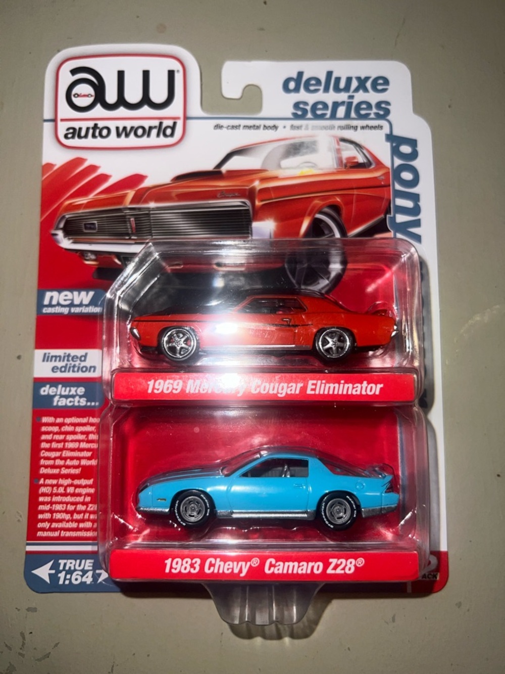 Auto World 1969 Mercury Cougar Eliminator & 1983 Camaro Z28 2 pk limited edition